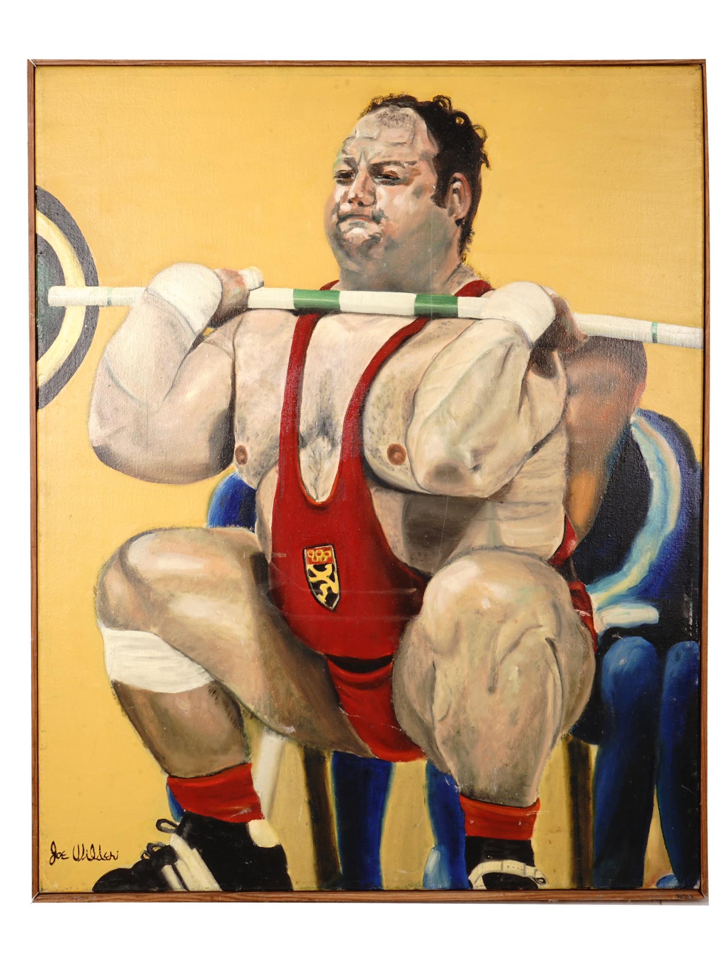 AMERICAN OIL PAINTING SPORTS MAN BY JOE WILDER PIC-0